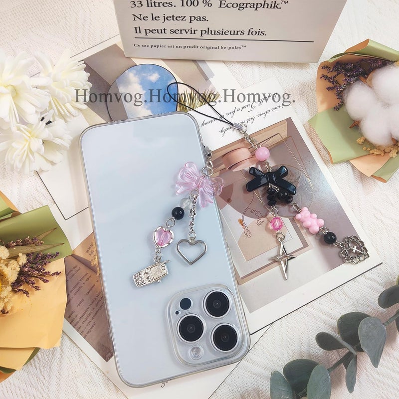 cioatu 1-4PCS Cute Phone Charms Aesthetic Y2K Cell Phone Charms Strap Strawberry Butterfly Star PhoneCharm Y2K Accessories for Bag Keychain Airpods Camera Pendants Decor - Image 3